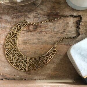 Boutique | Goldtone Bib Statement Necklace Geometric Design | One Size (Adult)